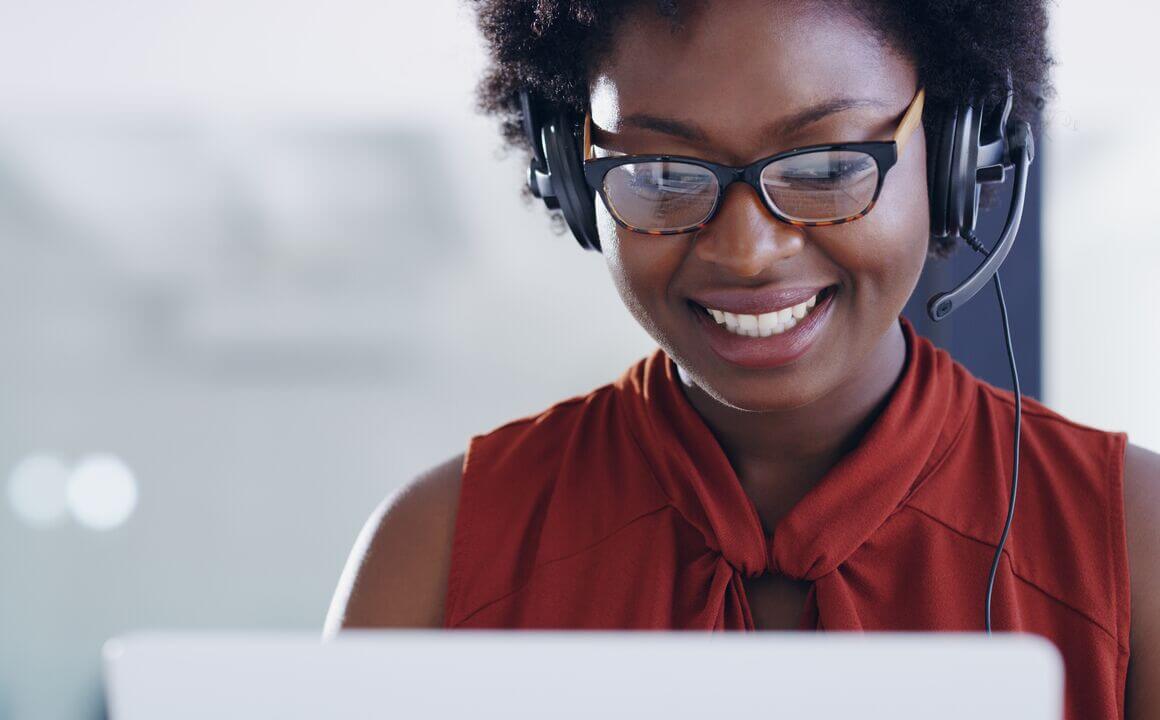 Smiling customer service respresentaive.